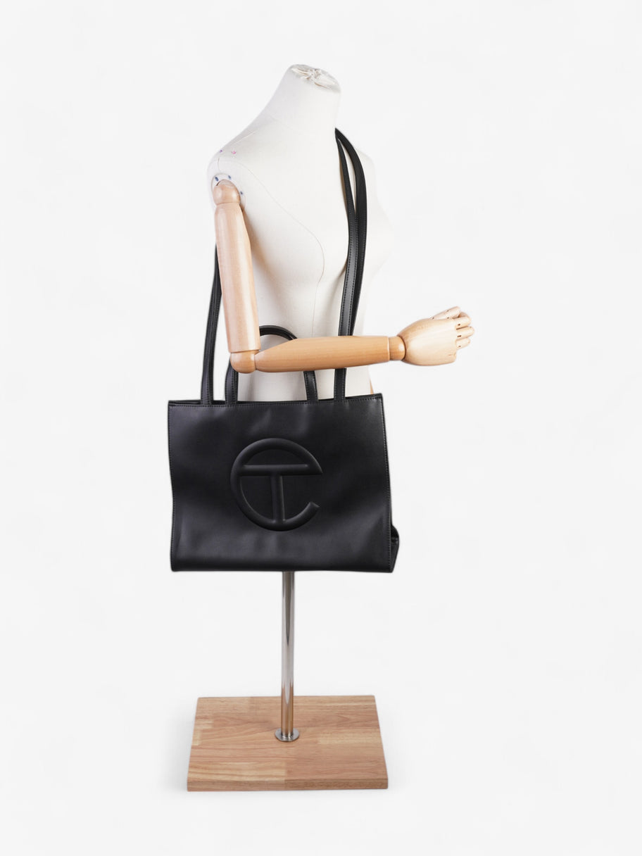 Telfar Shopping Tote Black Leather Medium Image 2