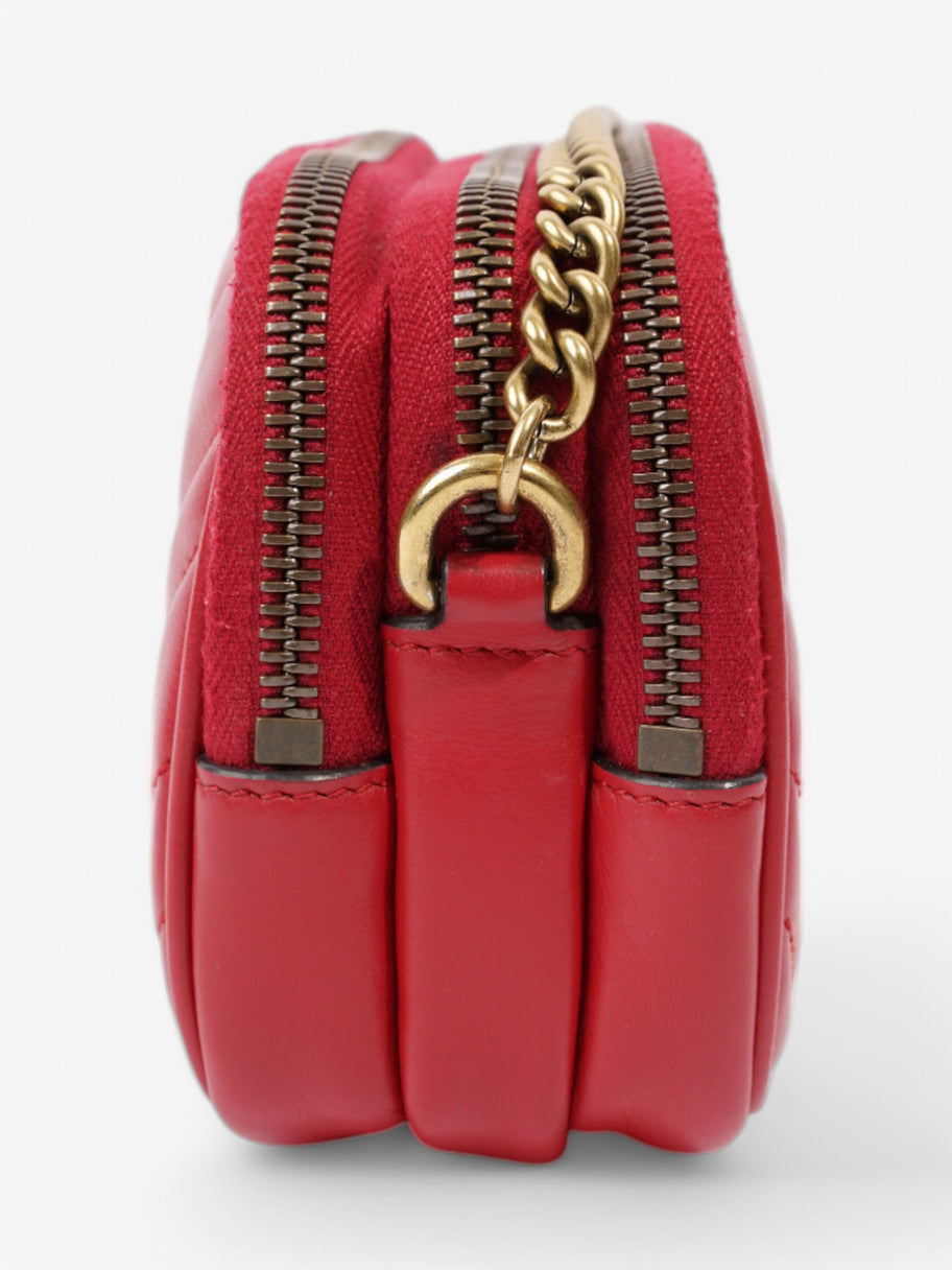 Gucci GG Marmont Chain Hibiscus Red Calfskin Leather Mini Image 3