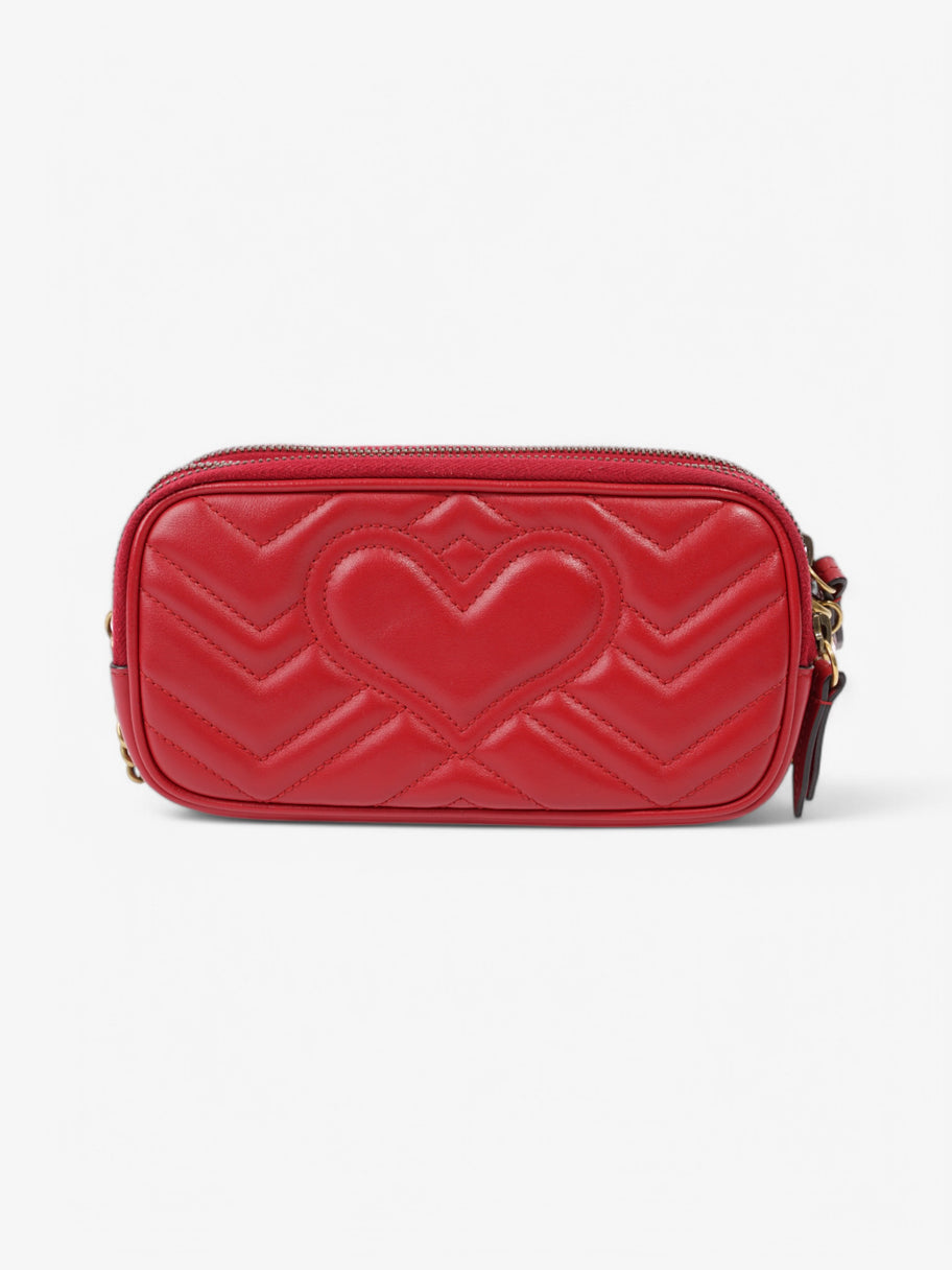 Gucci GG Marmont Chain Hibiscus Red Calfskin Leather Mini Image 4