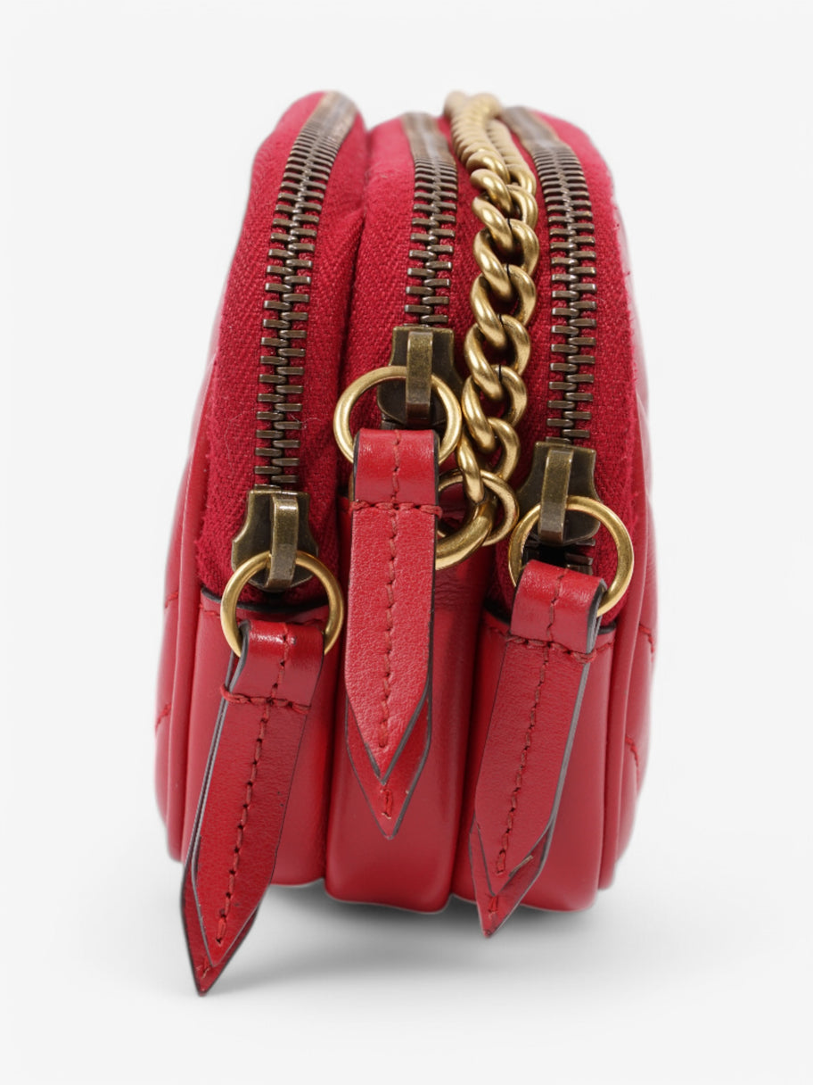 Gucci GG Marmont Chain Hibiscus Red Calfskin Leather Mini Image 5