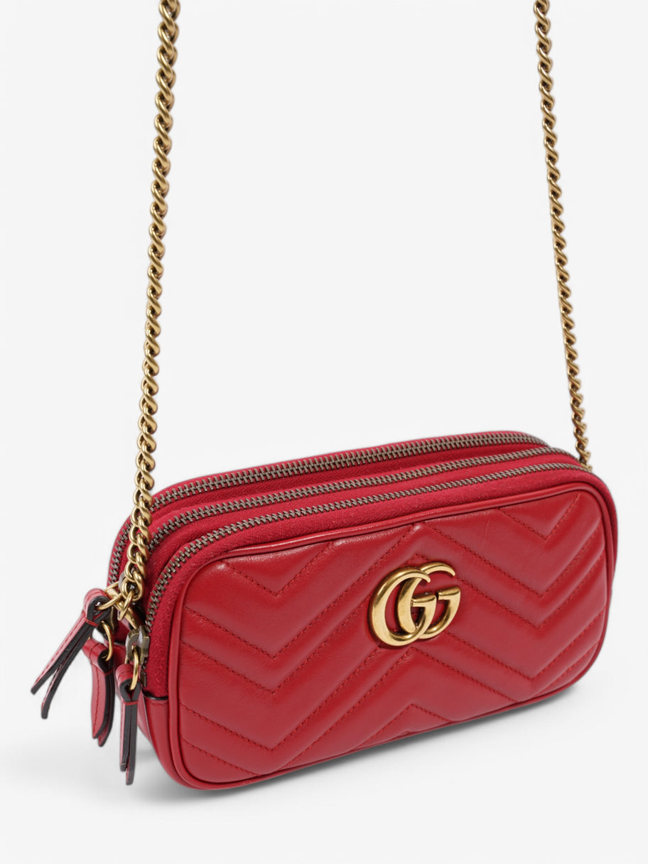 Gucci GG Marmont Chain Hibiscus Red Calfskin Leather Mini Image 7