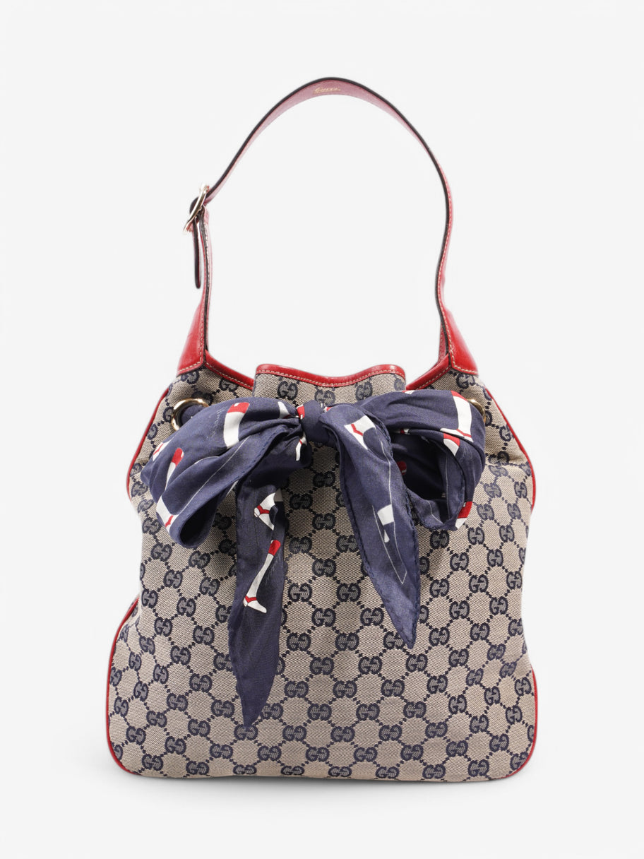 Gucci Positano Hobo Bag  Beige  / Navy Canvas Image 1
