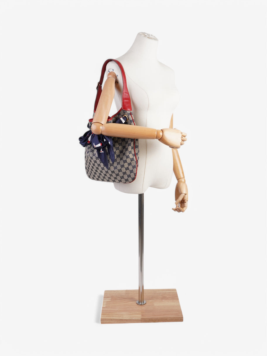 Gucci Positano Hobo Bag  Beige  / Navy Canvas Image 2