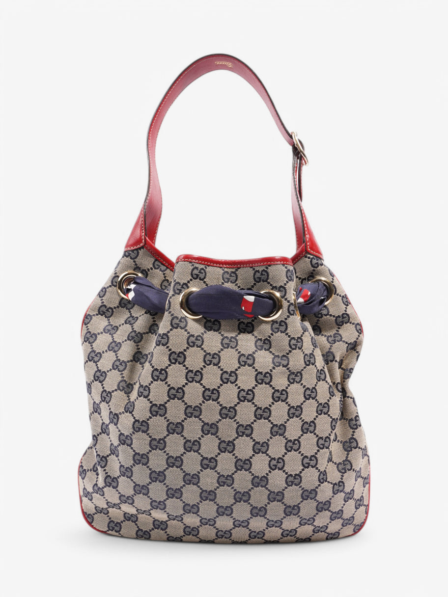 Gucci Positano Hobo Bag  Beige  / Navy Canvas Image 4