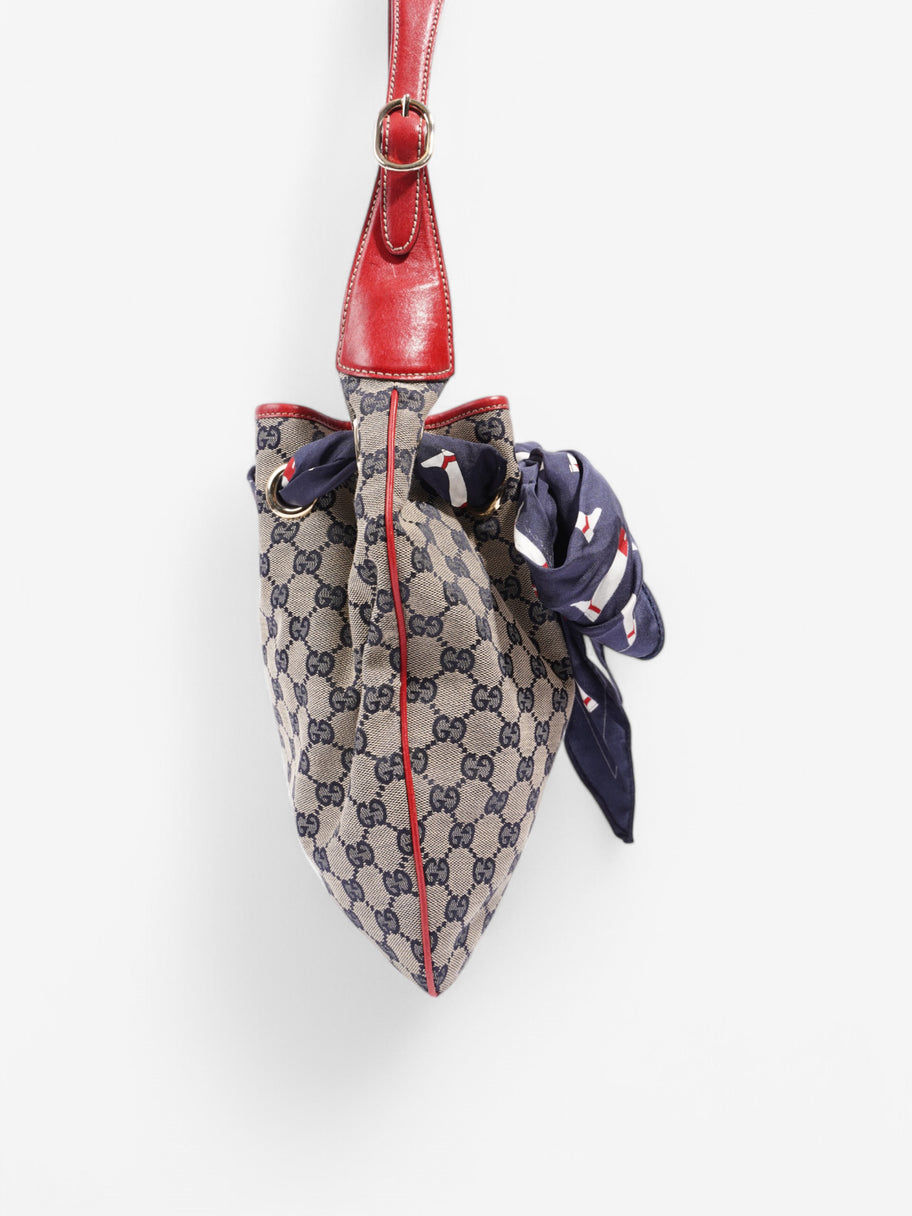 Gucci Positano Hobo Bag  Beige  / Navy Canvas Image 5