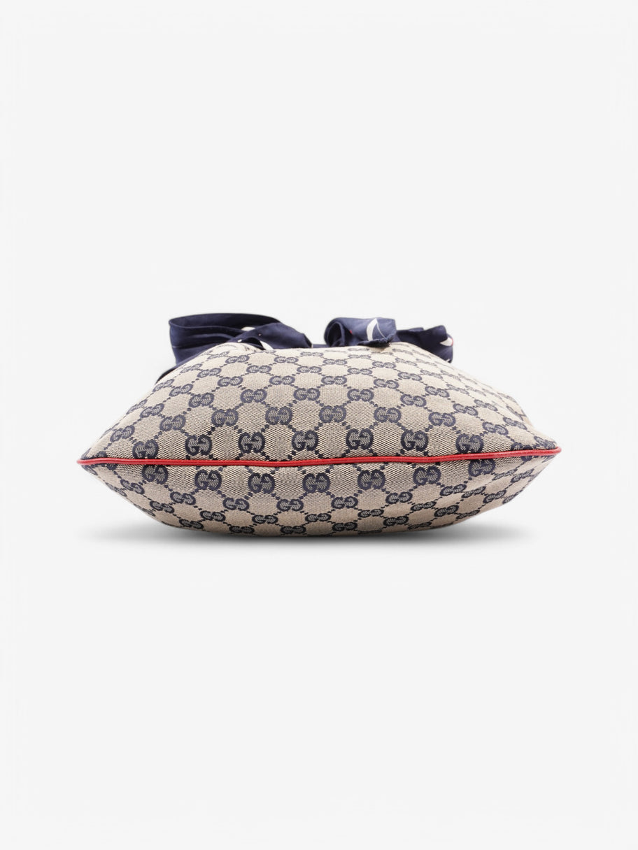 Gucci Positano Hobo Bag  Beige  / Navy Canvas Image 6