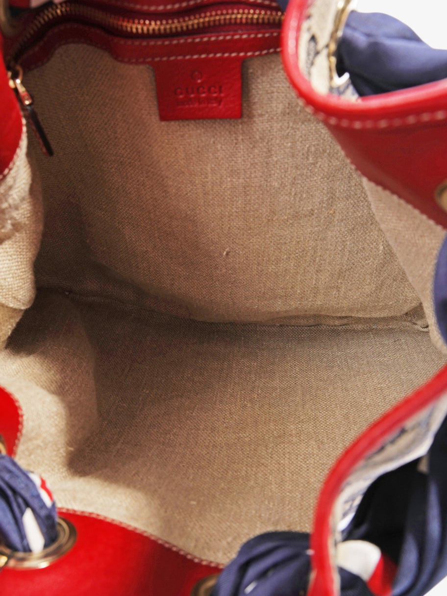 Gucci Positano Hobo Bag  Beige  / Navy Canvas Image 8