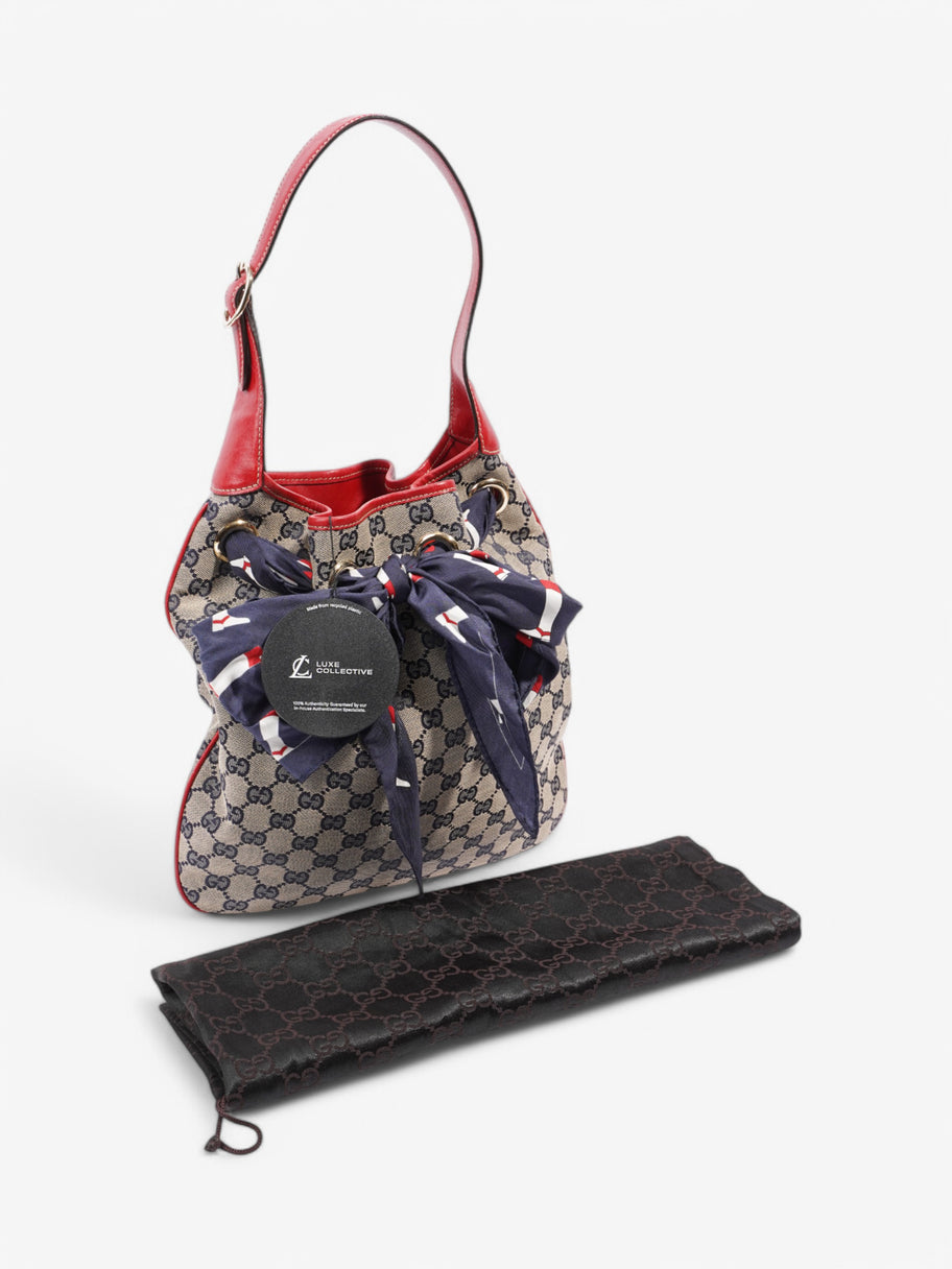 Gucci Positano Hobo Bag  Beige  / Navy Canvas Image 9