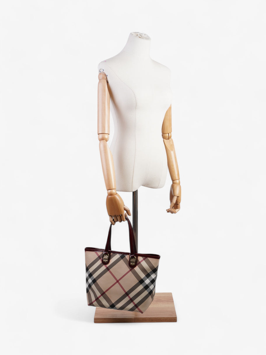 Burberry Check Tote Nova Check / Deep Red Canvas Image 2