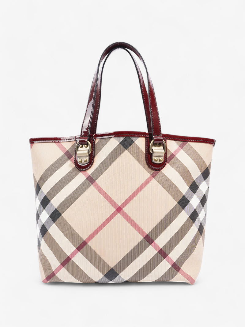  Burberry Check Tote Nova Check / Deep Red Canvas