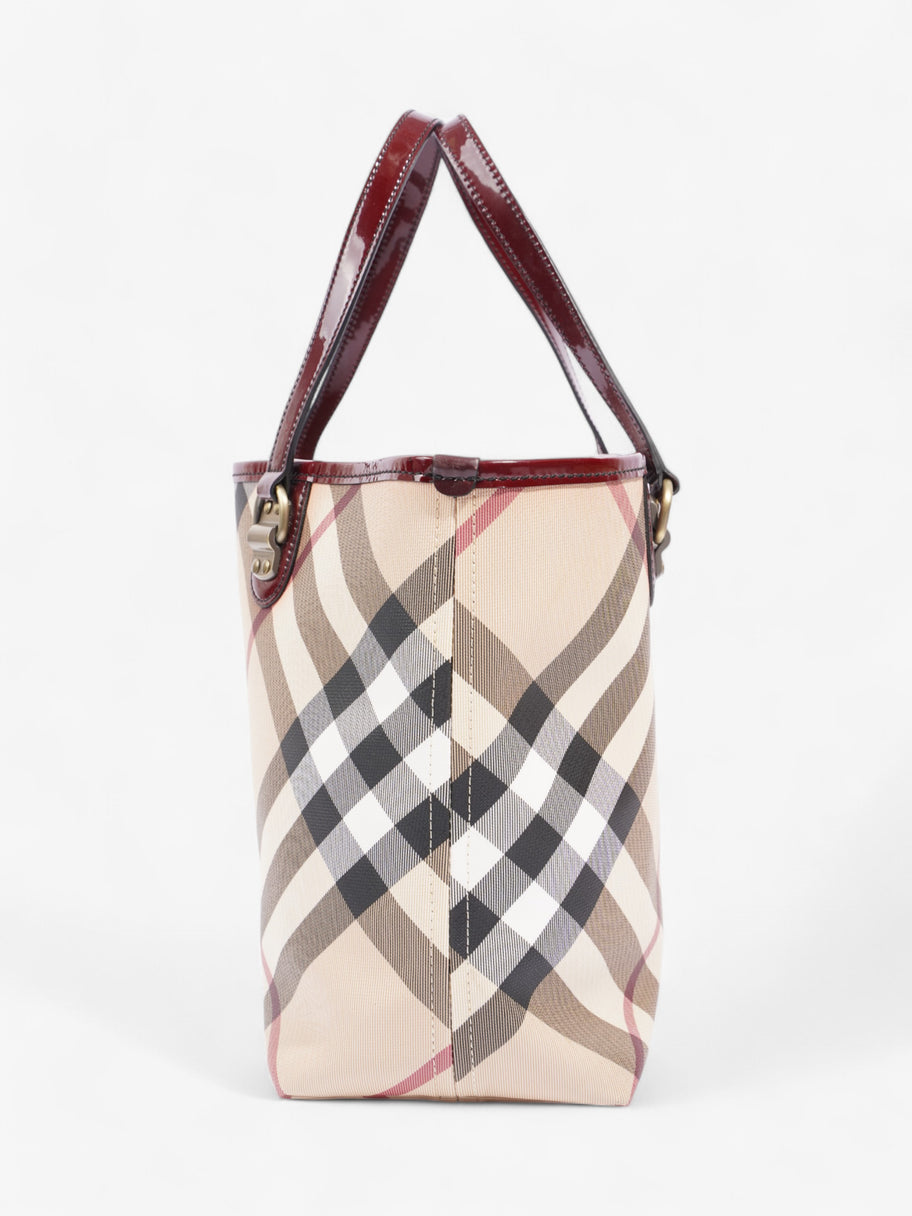 Burberry Check Tote Nova Check / Deep Red Canvas Image 3