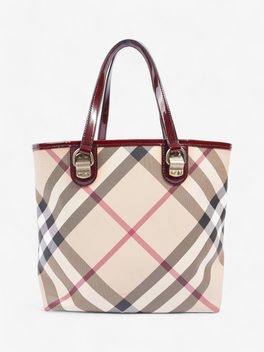 Burberry Check Tote Nova Check / Deep Red Canvas Image 4
