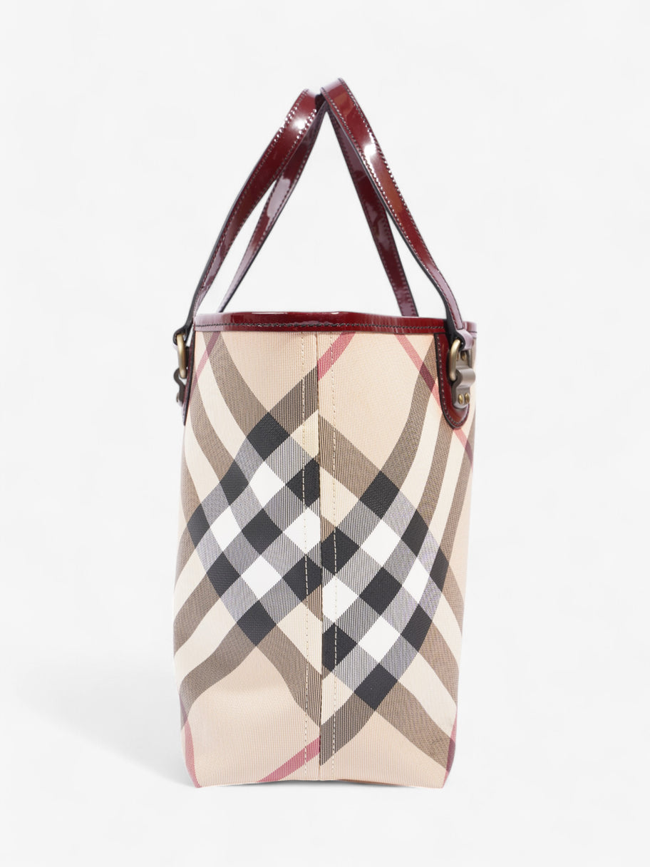 Burberry Check Tote Nova Check / Deep Red Canvas Image 5