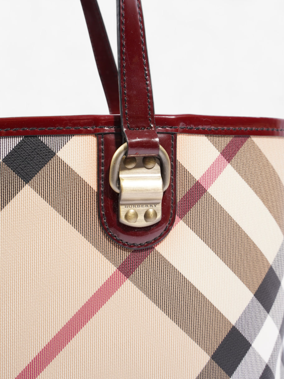 Burberry Check Tote Nova Check / Deep Red Canvas Image 7