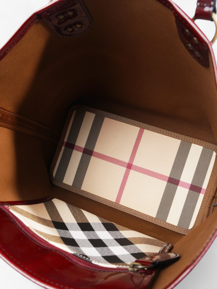 Burberry Check Tote Nova Check / Deep Red Canvas Image 8