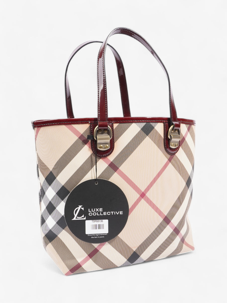 Burberry Check Tote Nova Check / Deep Red Canvas Image 9
