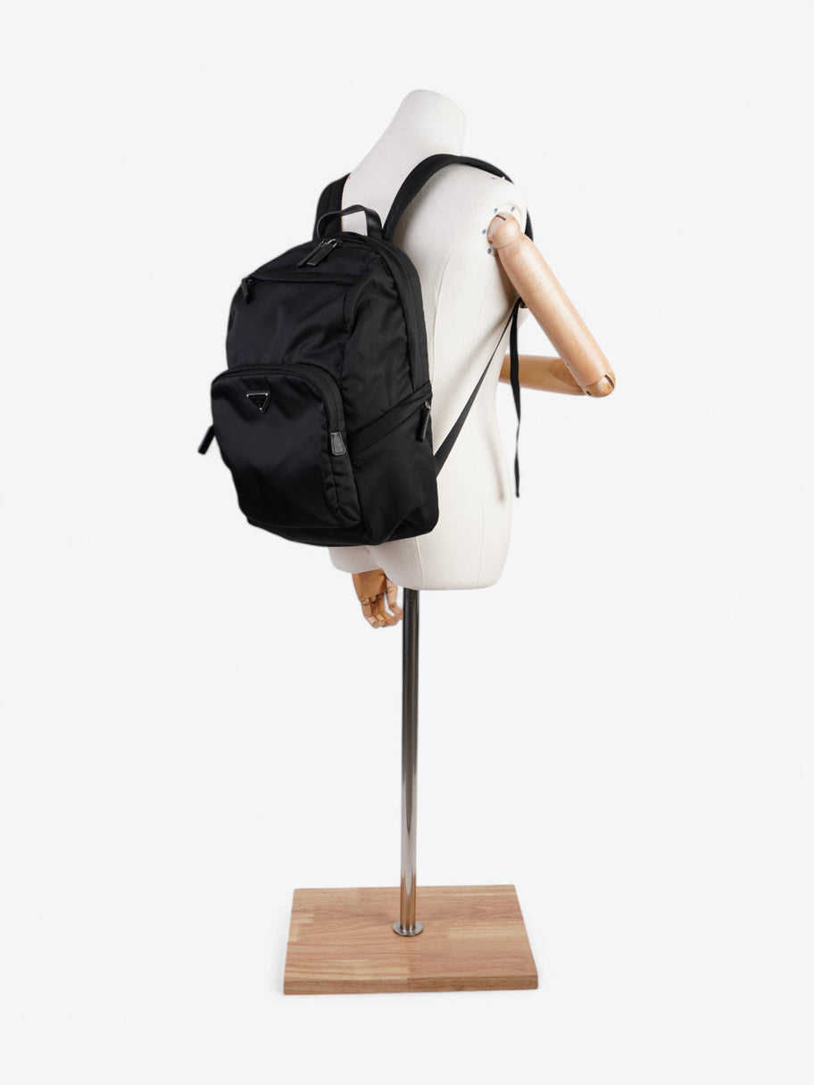 Prada Triangle Logo Backpack Black Re Nylon Image 2