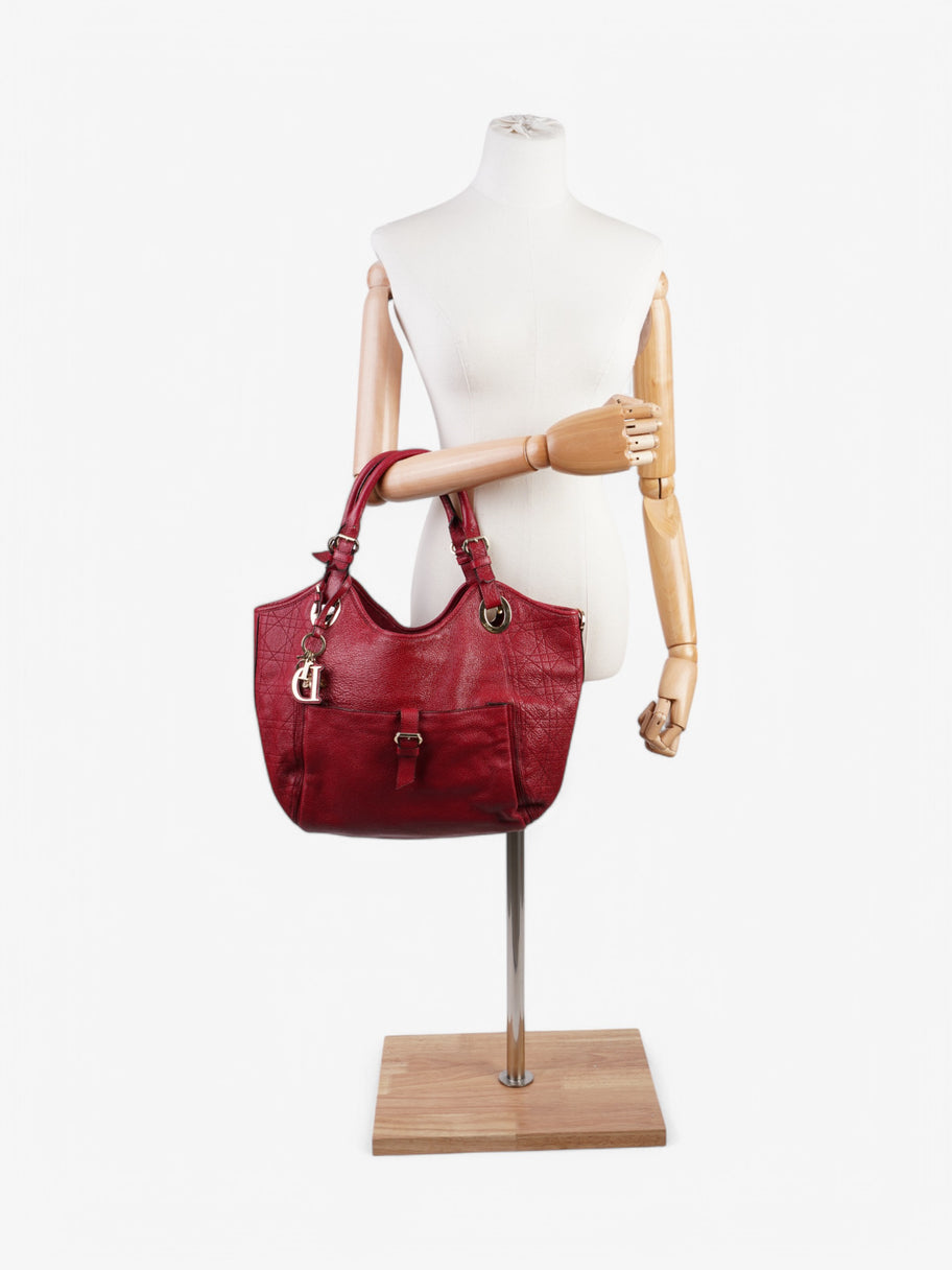 Christian Dior Cannage Bee Tote Red Leather Image 2