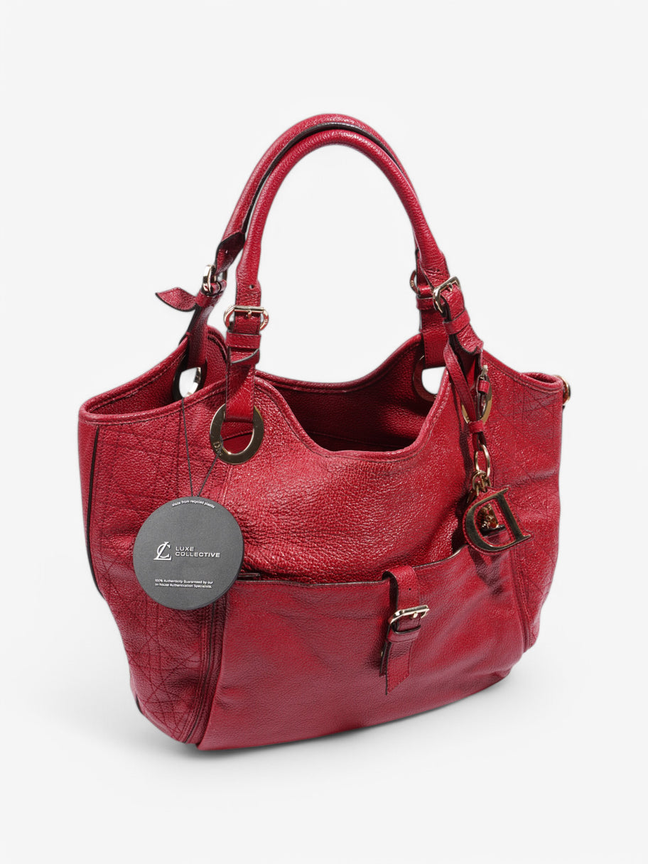 Christian Dior Cannage Bee Tote Red Leather Image 9