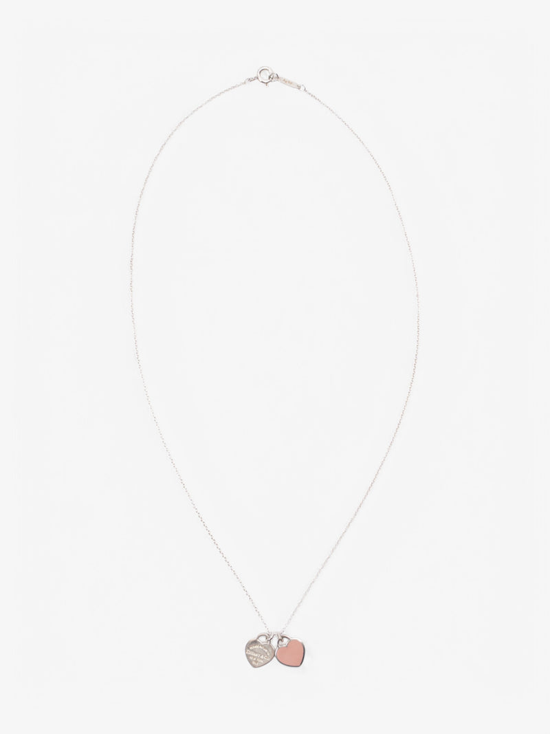  Tiffany and Co Double Heart Tag Pendant Silver Base Metal