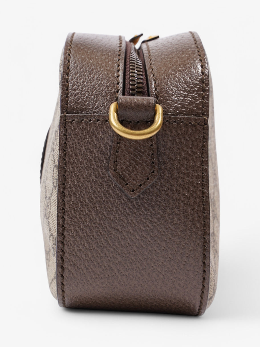 Gucci Neo Vintage Metallic Tiger Head Logo Stripe Messenger Bag Beige  / Brown Coated Canvas Image 3