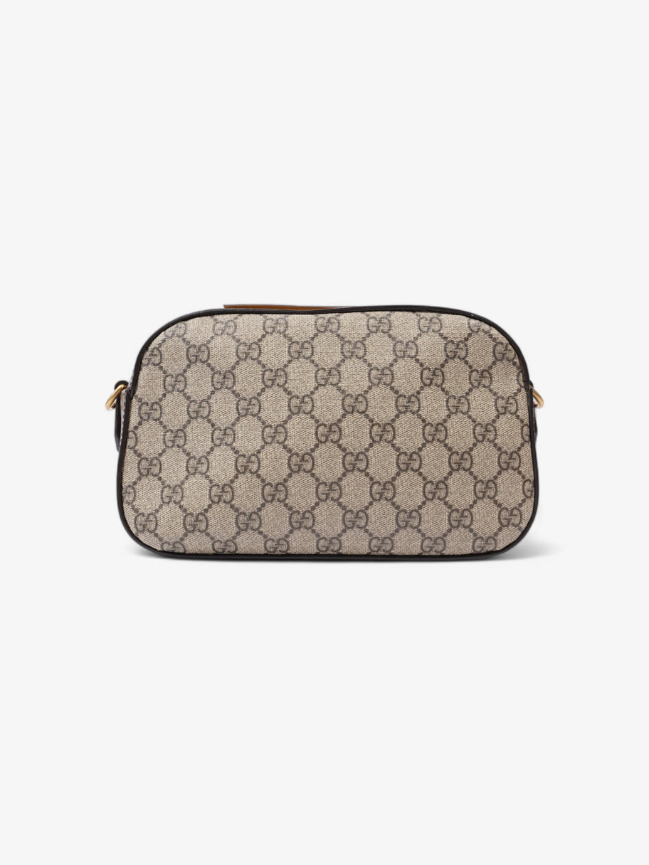 Gucci Neo Vintage Metallic Tiger Head Logo Stripe Messenger Bag Beige  / Brown Coated Canvas Image 4