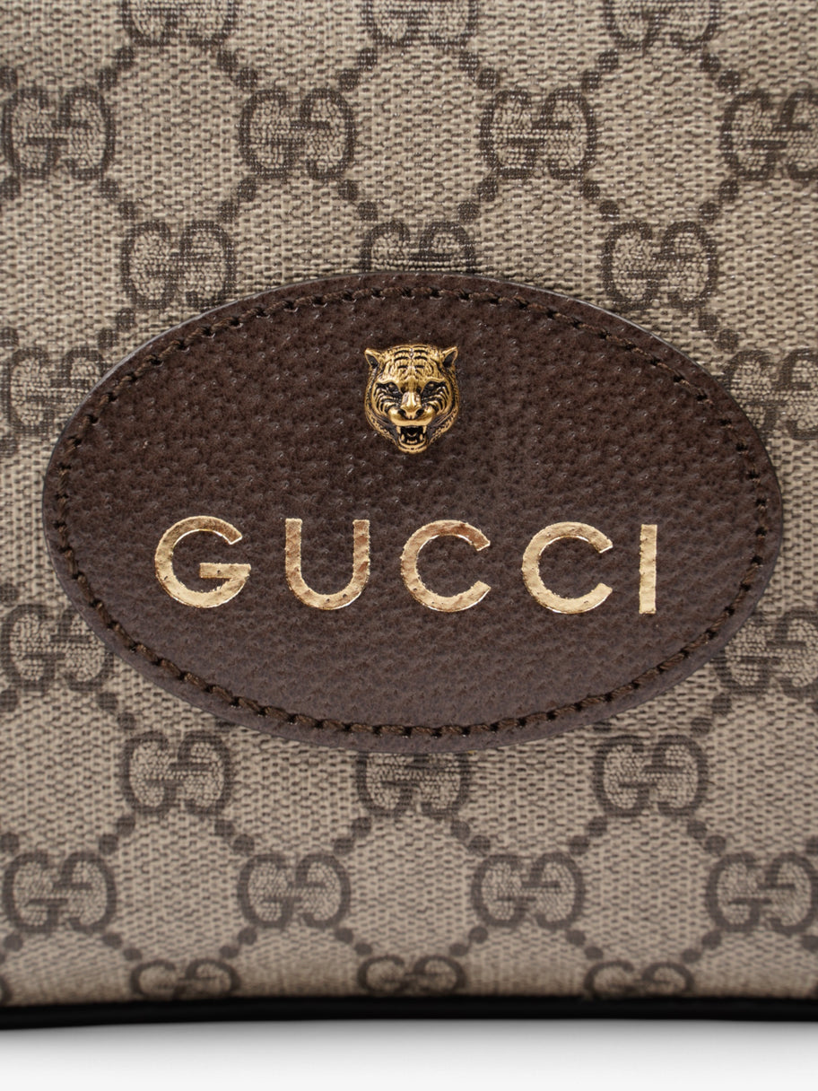 Gucci Neo Vintage Metallic Tiger Head Logo Stripe Messenger Bag Beige  / Brown Coated Canvas Image 7