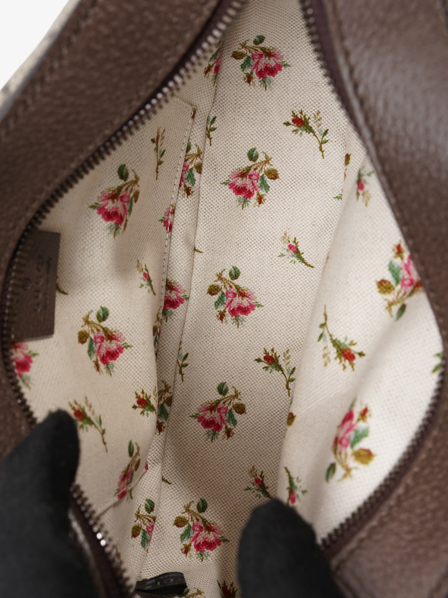 Gucci Neo Vintage Metallic Tiger Head Logo Stripe Messenger Bag Beige  / Brown Coated Canvas Image 9