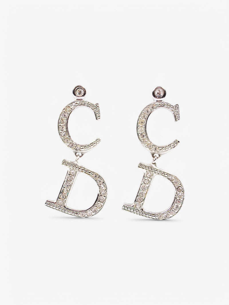  Christian Dior CD Earrings Silver Base Metal