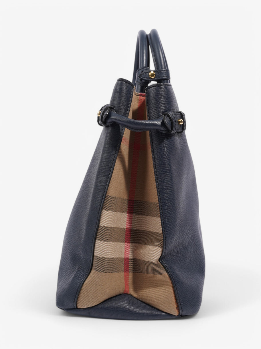 Burberry Banner Bag Navy / Beige Checkered Leather Large Image 3