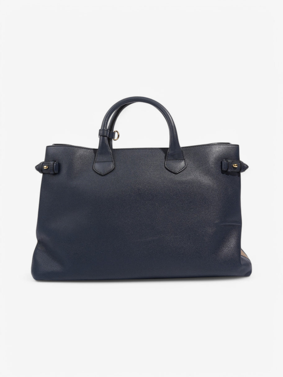 Burberry Banner Bag Navy / Beige Checkered Leather Large Image 4