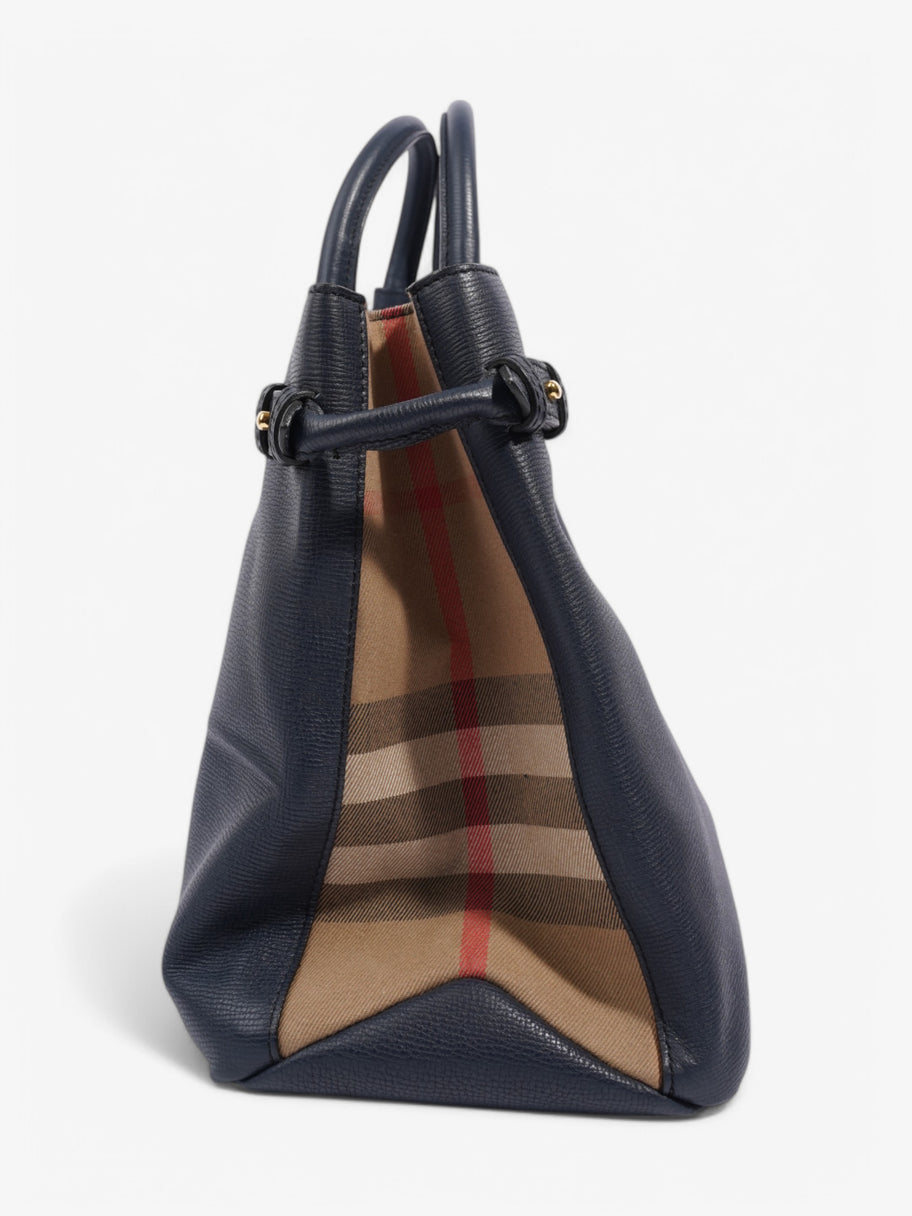 Burberry Banner Bag Navy / Beige Checkered Leather Large Image 5