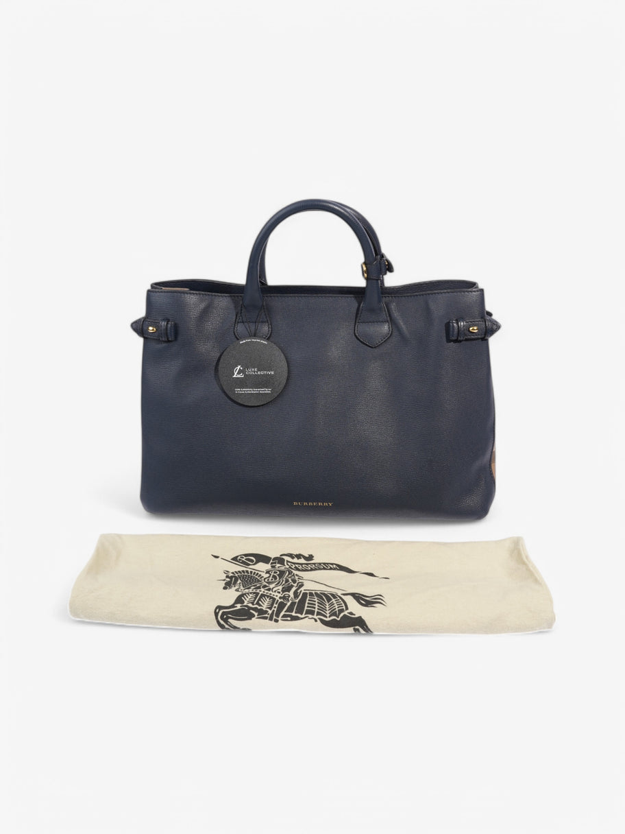 Burberry Banner Bag Navy / Beige Checkered Leather Large Image 9