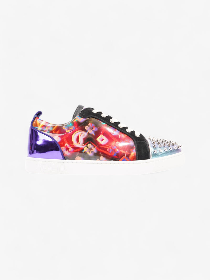 Christian Louboutin Louis Junior Spikes Multicolour  / Black / Metallic Purple Patent Leather EU 43 UK 9