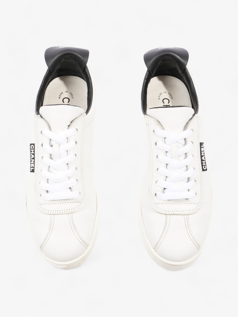 Chanel CC Logo Sneakers  White / Black Leather EU 38 UK 5 Image 8