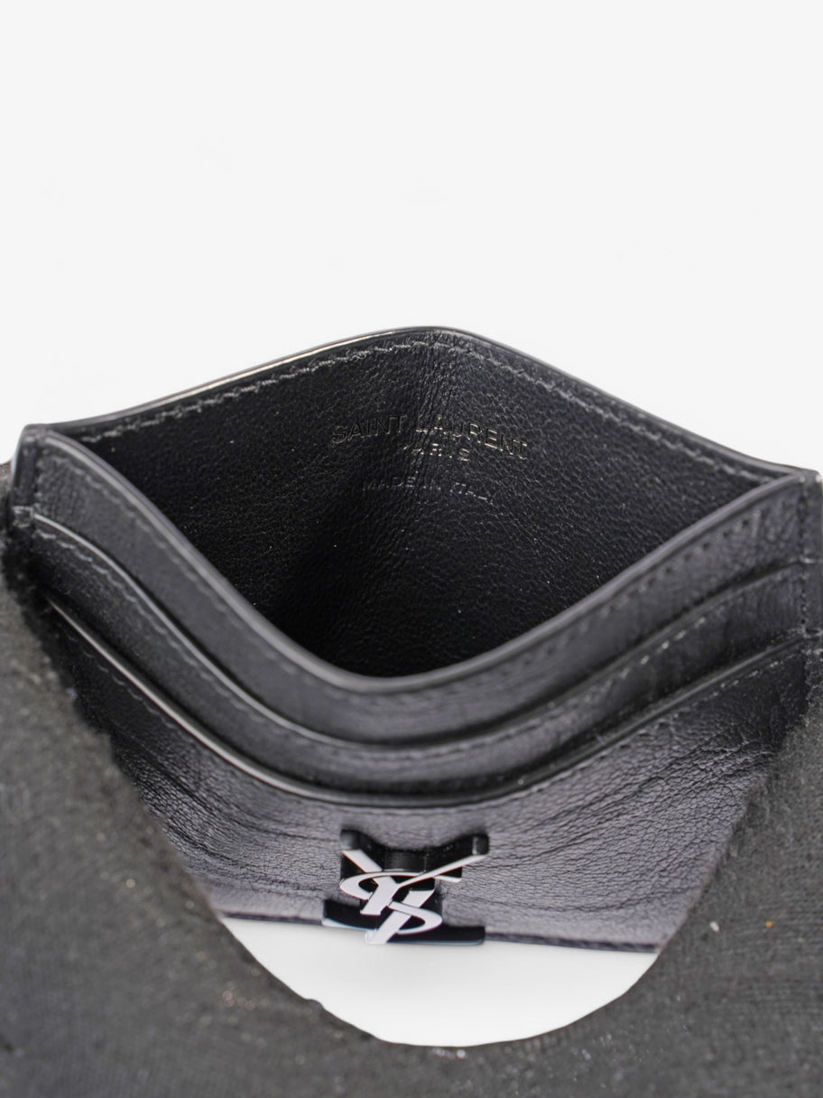 Saint Laurent YSL East West Black Metal Logo Cardholder Black Leather Image 4