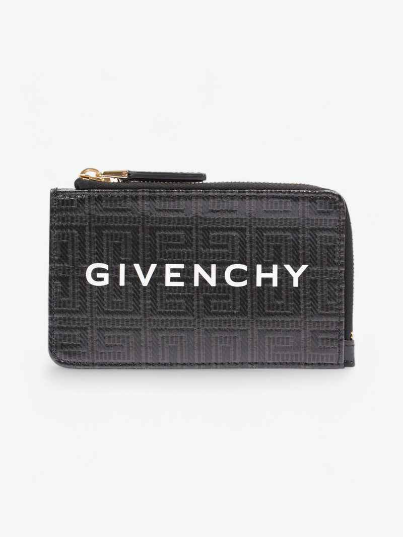  Givenchy Logo Card Holder Black / White Leather