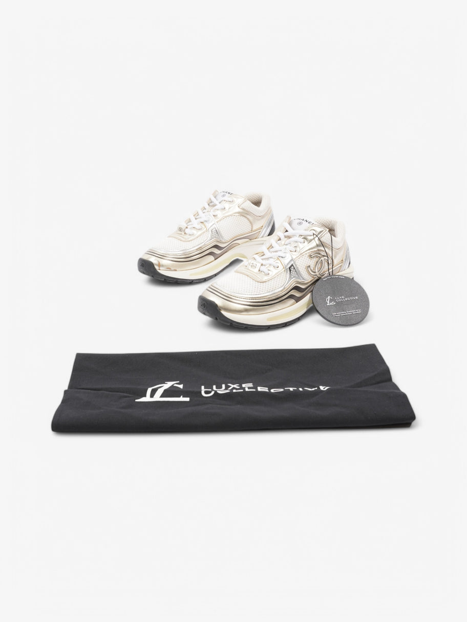 Chanel CC Logo Sneakers White  / Gold / Silver Mesh EU 39 UK 6 Image 10