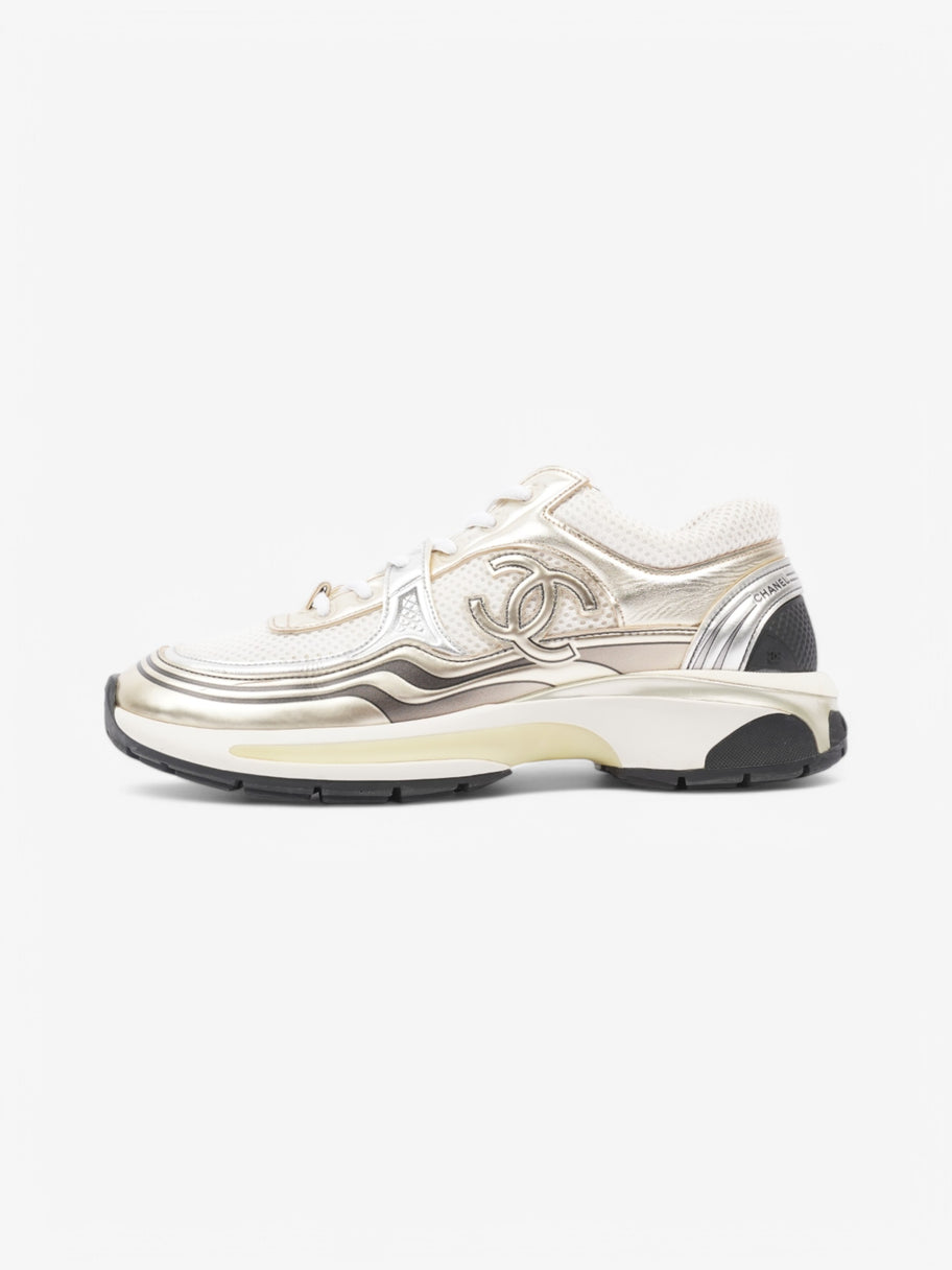 Chanel CC Logo Sneakers White  / Gold / Silver Mesh EU 39 UK 6 Image 5