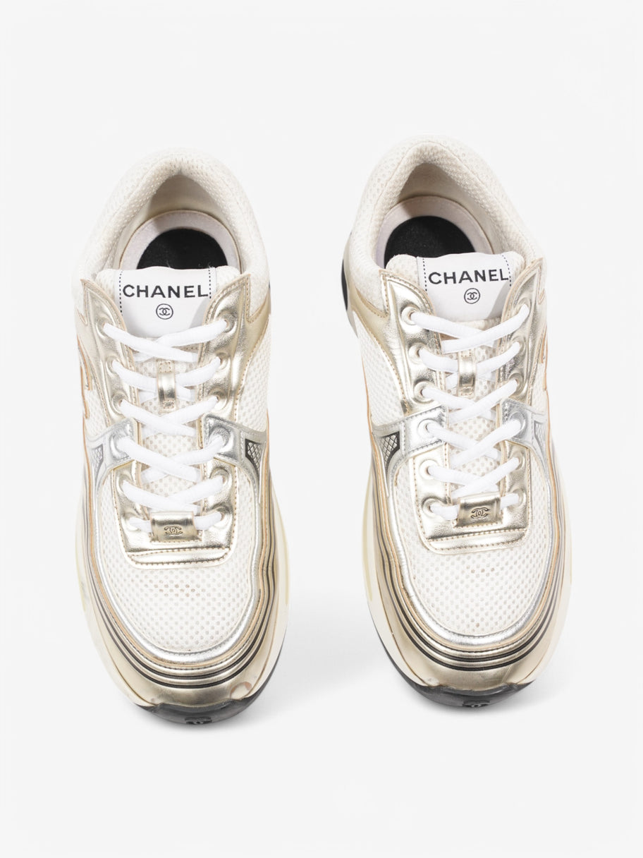 Chanel CC Logo Sneakers White  / Gold / Silver Mesh EU 39 UK 6 Image 8