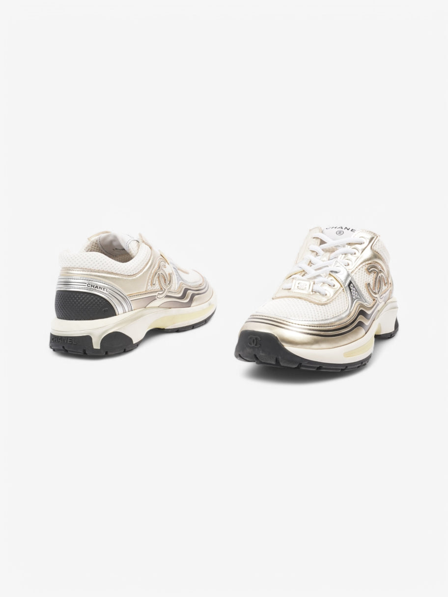 Chanel CC Logo Sneakers White  / Gold / Silver Mesh EU 39 UK 6 Image 9