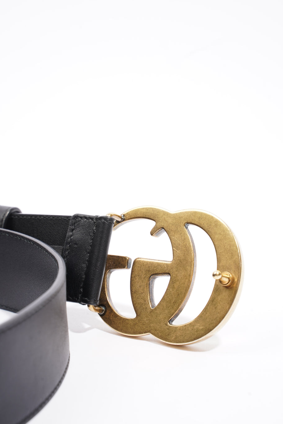 Gucci GG Marmont 2015 Re-Edition Wide Belt  Black Leather 85cm / 34