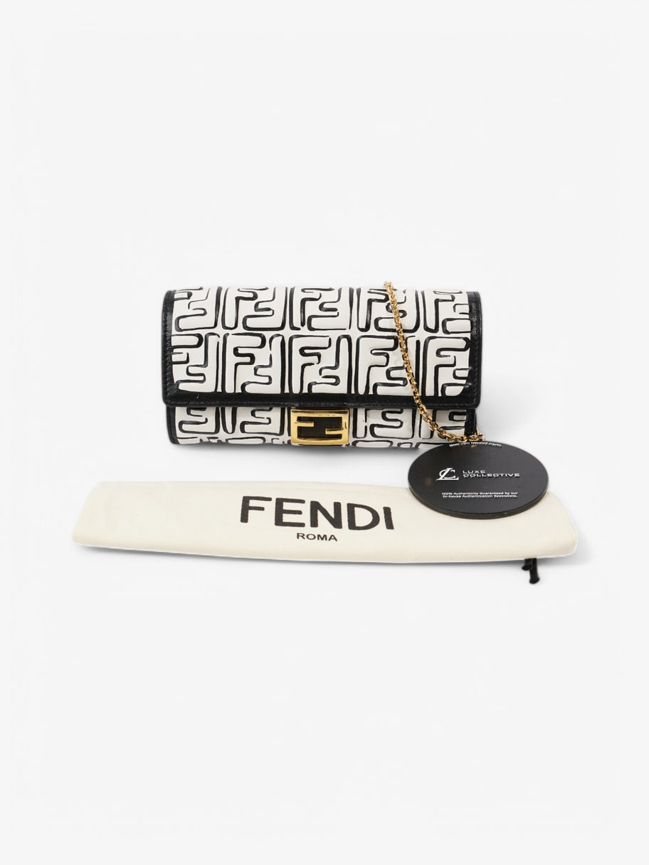 Fendi x Joshua Vides FF Embossed Continental Wallet on Chain Black / White Nappa Leather Image 10