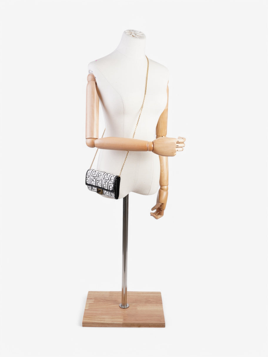 Fendi x Joshua Vides FF Embossed Continental Wallet on Chain Black / White Nappa Leather Image 3