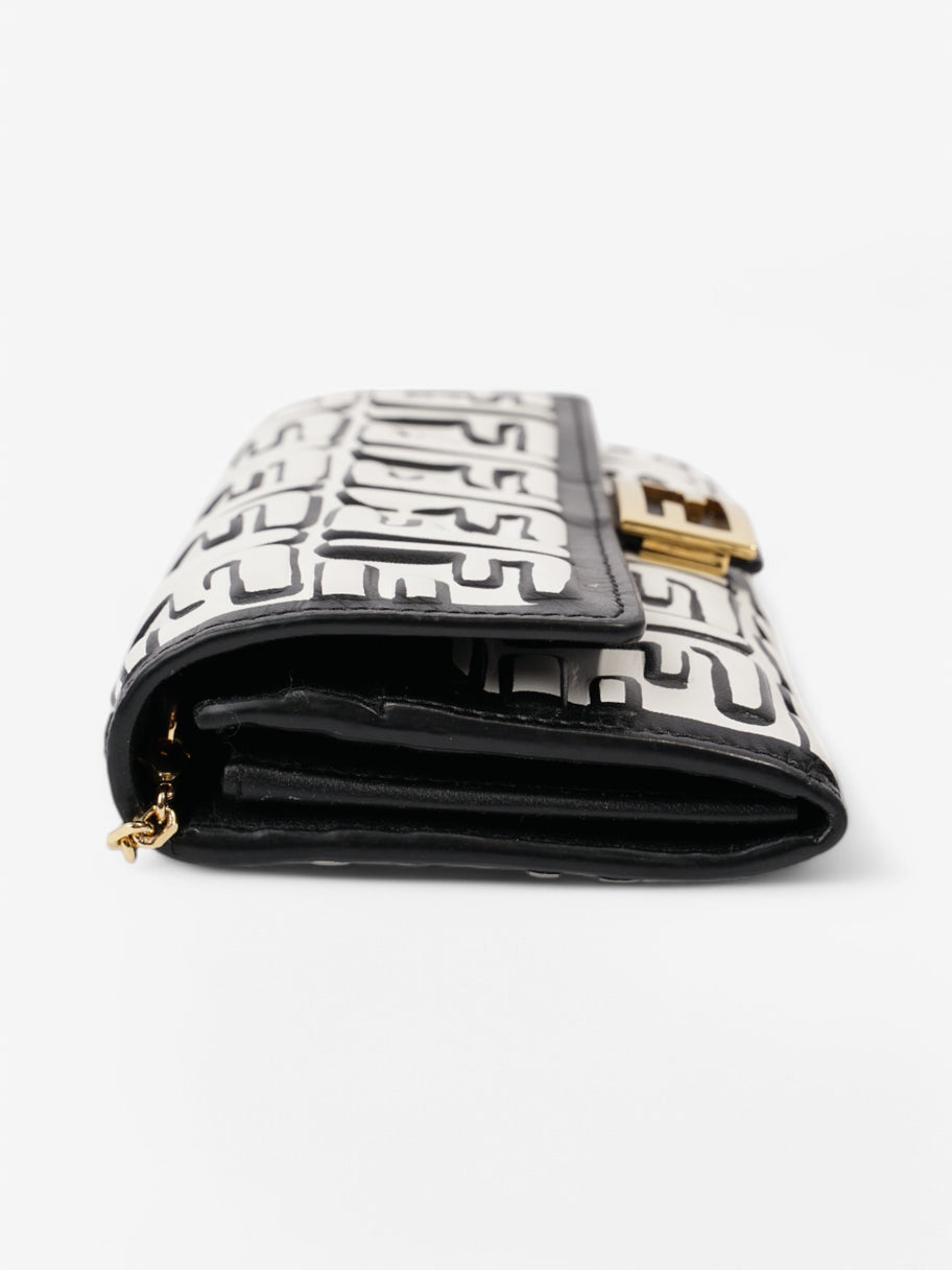Fendi x Joshua Vides FF Embossed Continental Wallet on Chain Black / White Nappa Leather Image 6