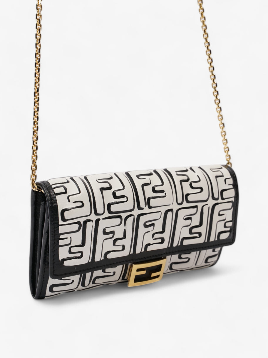 Fendi x Joshua Vides FF Embossed Continental Wallet on Chain Black / White Nappa Leather Image 7
