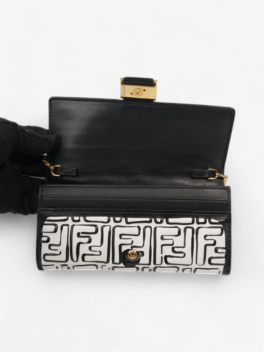 Fendi x Joshua Vides FF Embossed Continental Wallet on Chain Black / White Nappa Leather Image 8