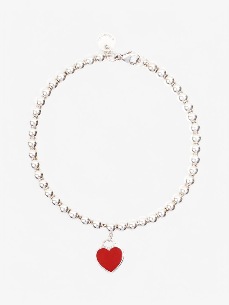  Tiffany and Co Heart Tag Bracelet Red Silver Sterling