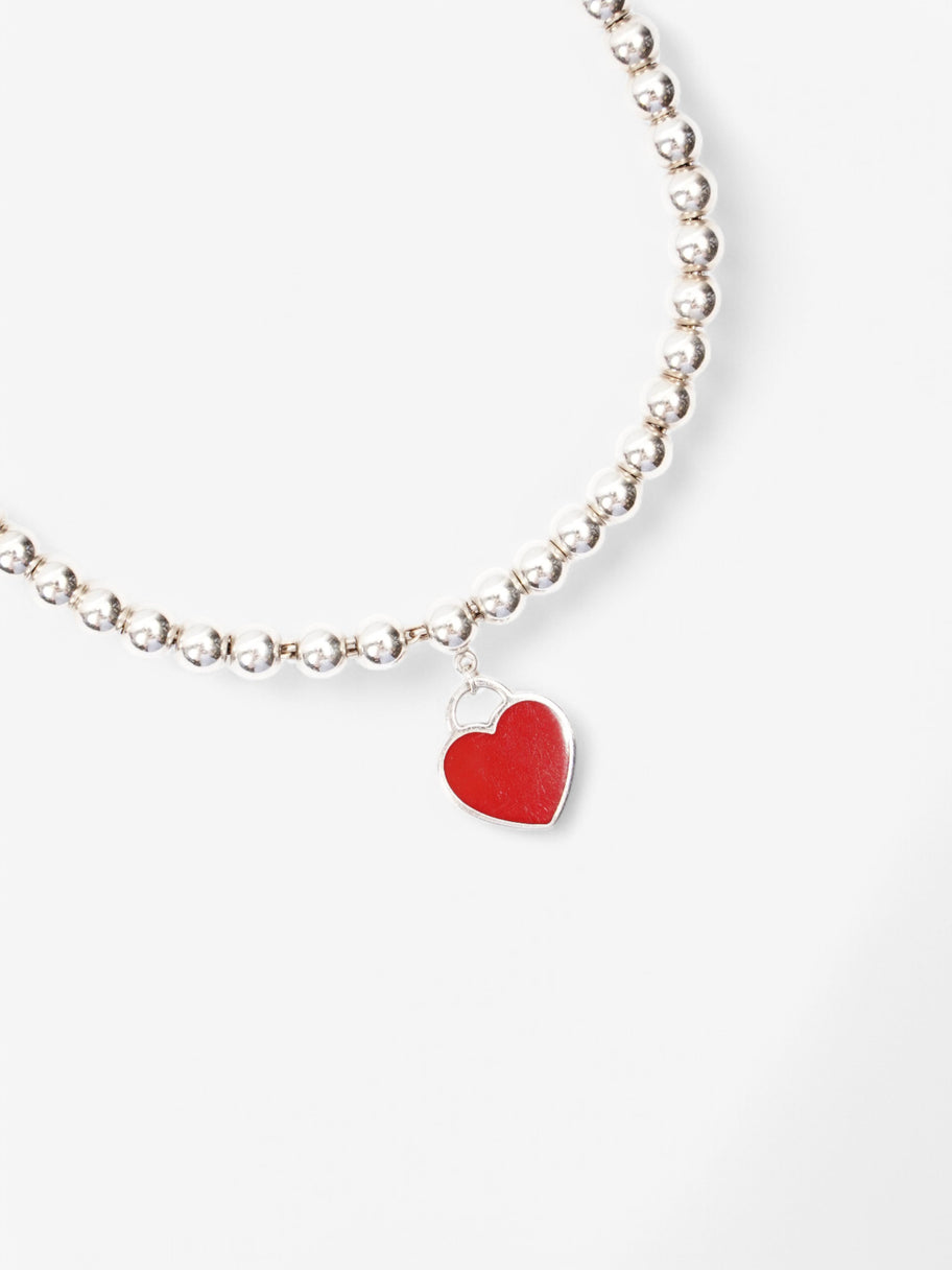 Tiffany and Co Heart Tag Bracelet Red Silver Sterling Image 2