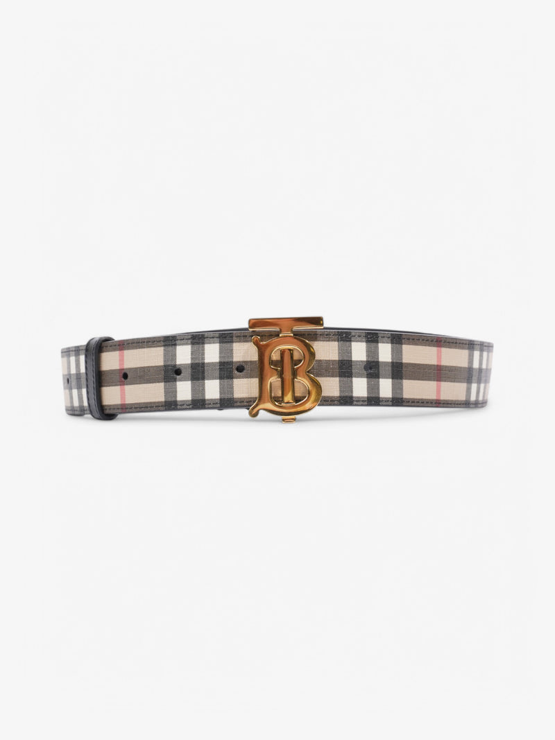  Burberry Check TB Belt Beige Checkered / Black Leather